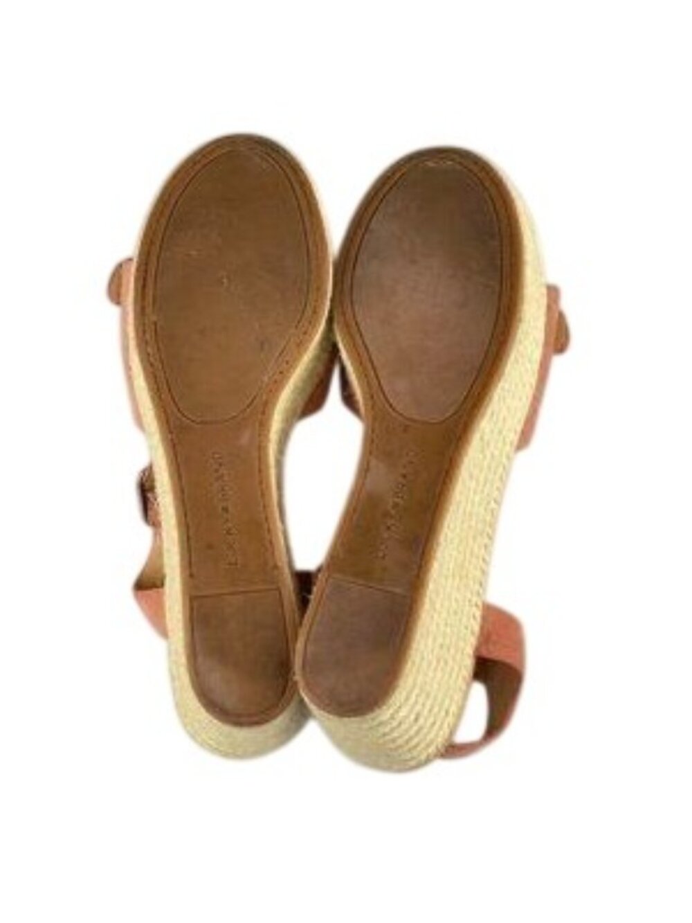 Lucky Brand Leather Upper Wedge Sandals With Adjustable Straps & Buckles Orange - Picture 4 of 11
